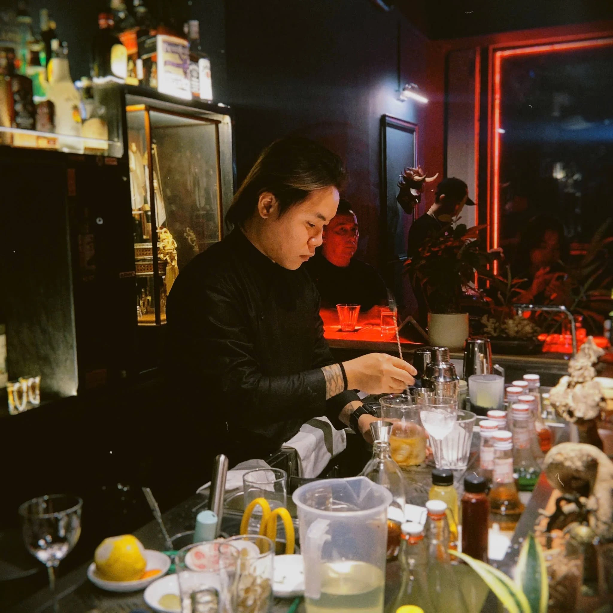 A bespoke cocktail served at the bar